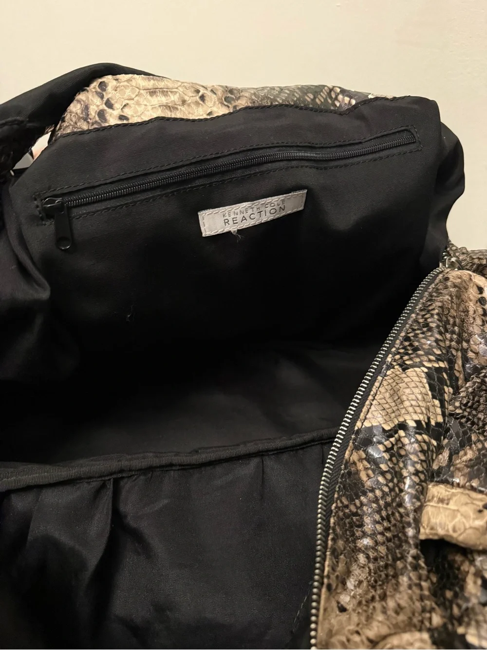 Kenneth Cole Reaction Faux Snakeskin Weekender Duffel Bag Animal Print Travel To
